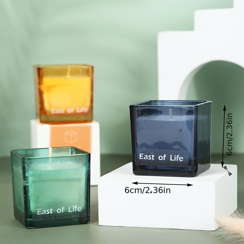 1Pc Handmade Soybean Wax, Square Glass Scented Candles, Plant Fragrance Essential Oil Ornaments, Exquisite Home Atmosphere Decoration