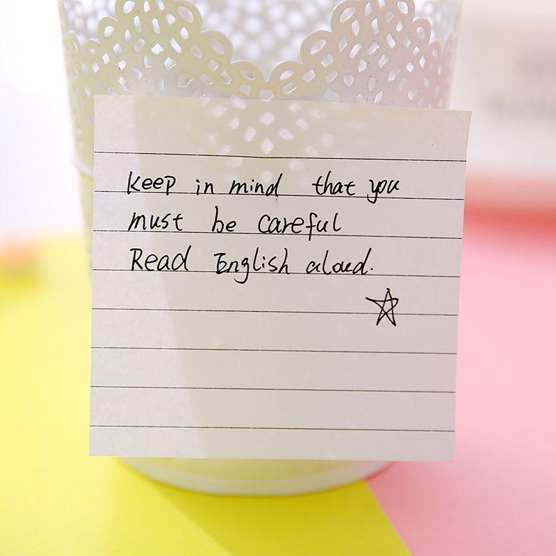 Colorful Adhesive Lined Sticky Notes Pad for Students, Tearable Messaging Reminders, Ins Style