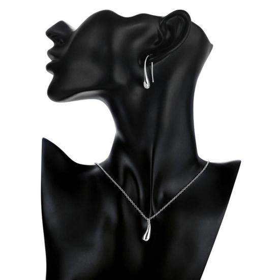 

Yousheng 4 Pcs/Set Women Jewelry Set Water Drop Shape Polished Metal Adjustable Open Design Earrings Necklace Bangle Ring Set Lady Daily Jewelry серебряный