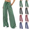 Women's Striped Loose  Casual Loose-Waist Wide-Leg Trousers
