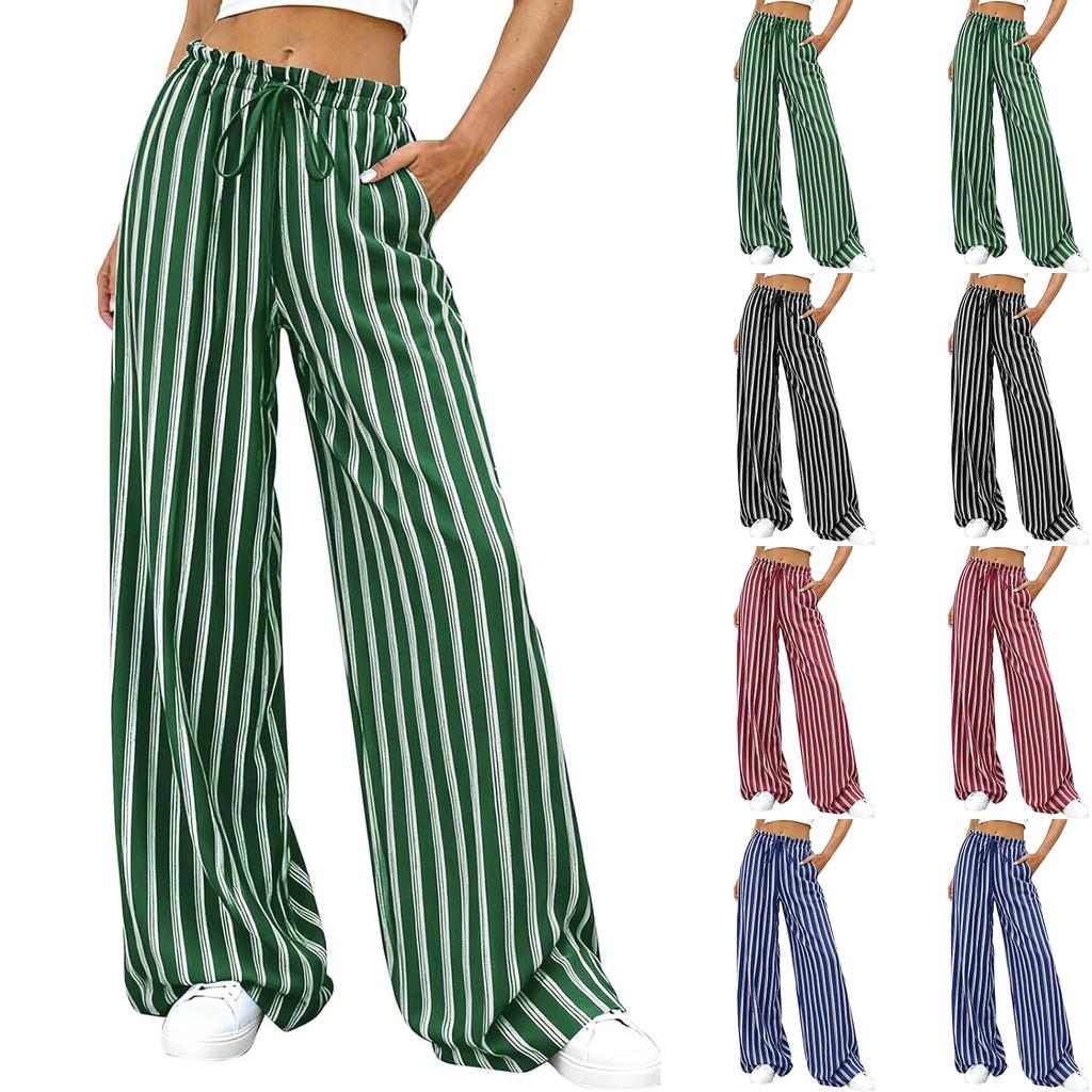 Women's Striped Loose Casual Loose-Waist Wide-Leg Trousers