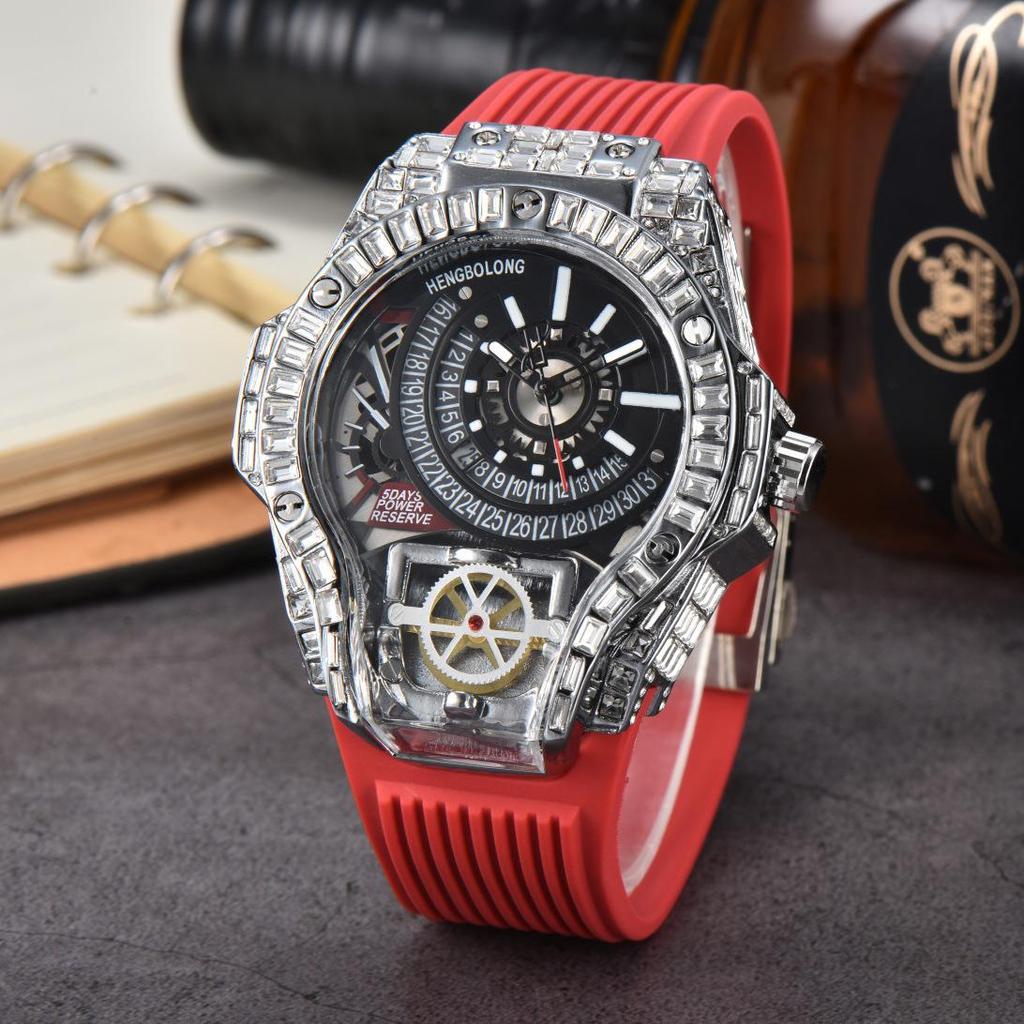 Men's Quartz Watch with Three-Needle Design, Sports Style, Irregular Full Diamond Shape, Similar to Jason Statham's Watch in Warcraft.