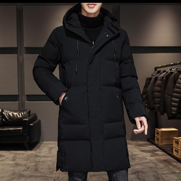 Mid-length Down Jackets Men's Plus-size Cotton-padded Clothes Winter Trend Loose Hooded Cotton-padded Jackets Warm and Thick Cotton-padded Clothes