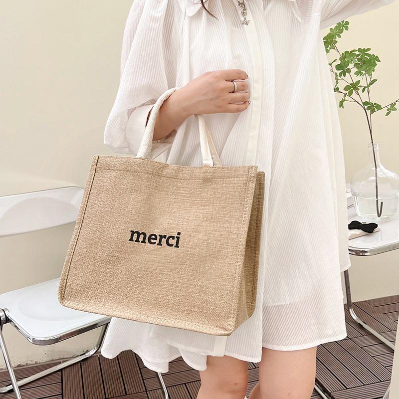 Linen handbag fashion bag new handbag short trip bag