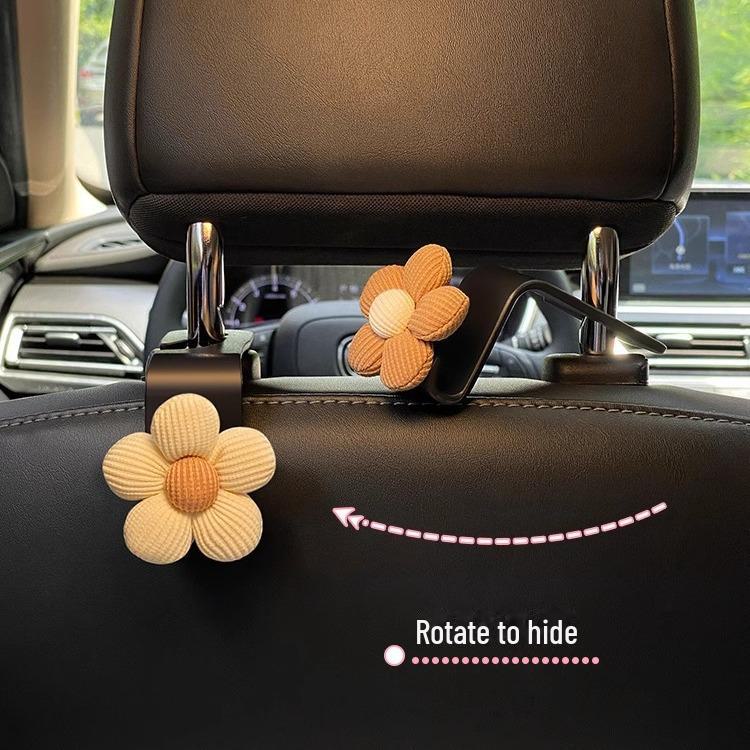 Multifunctional Car Hook: Khaki Floral Chair Back Storage Essential for Women