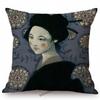 Abstract Elegant Lady Girl Cartoon Princess Queen Mermaid Lovely Dreamy Art Cotton Linen Sofa Pillow Case Linen Cushion Cover