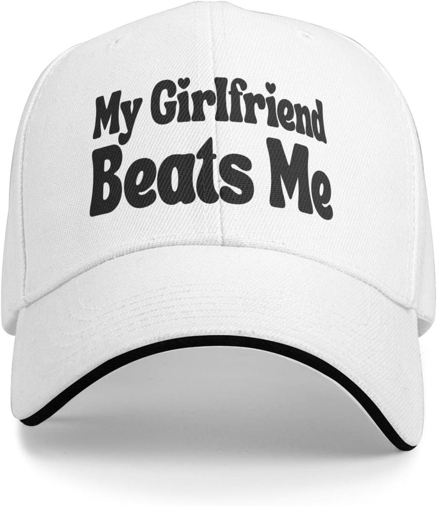My Girlfriend Beats Me Graphic Baseball Cap Polyester Adjustable Snapback Hat for Adult Unisex