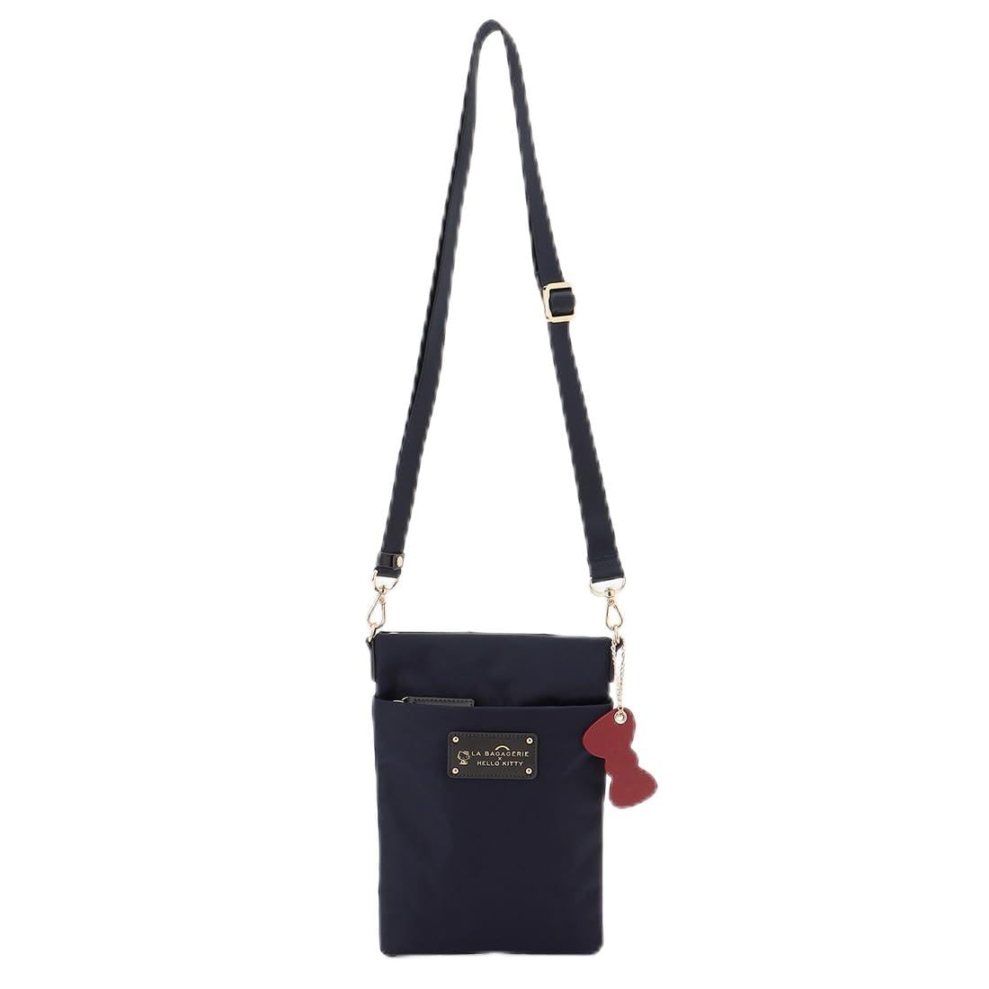 

HELLO KITTY Square Pochette with Ribbon Charm B008201 Navy [Labagerie] (66)
