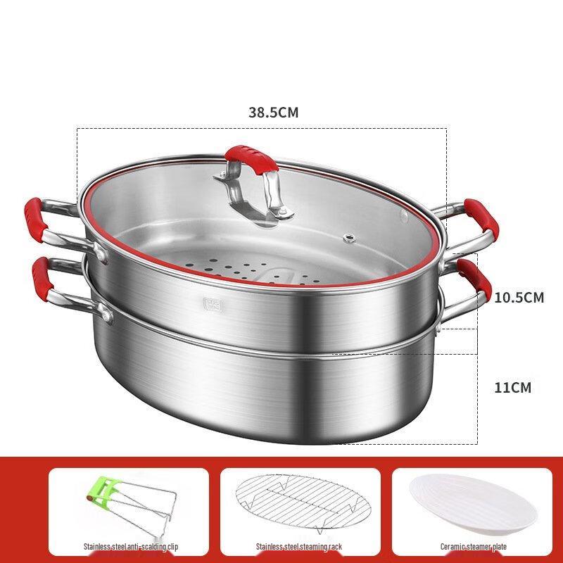 

Jitian Jiang 304 Stainless Steel Double-Layer Steamer Pot