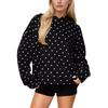 Women's Polka Dot Print Casual Loose Hoodie Sweatshirt for Autumn Winter