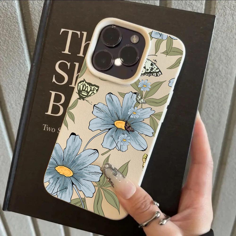 Nature Cool Flower Lily Luxury Lichee leather pattern Phone Case For Redmi Note 14 13 12 11 10 9 8 Pro Plus 4G 5G Shockproof
