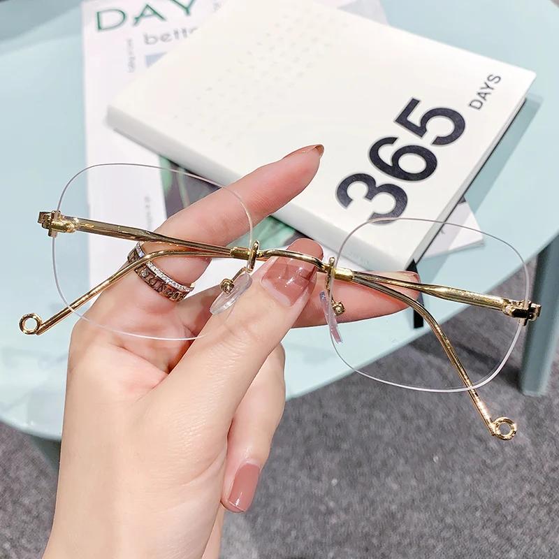 High Quality Myopia Glasses Unisex Square Frameless Frame Anti-blue Light Eyeglasses Nearsighted Prescription Eyewear Diopter