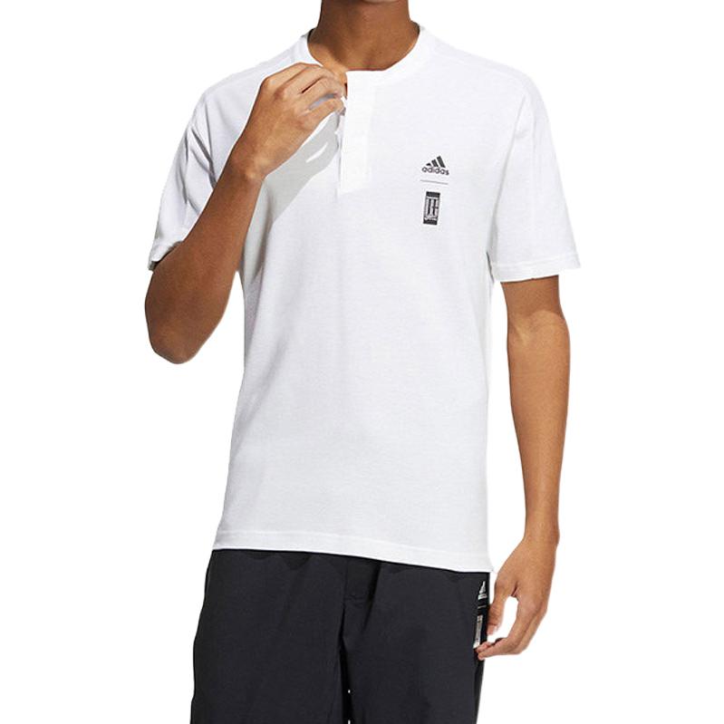 Adidas Logo Print Crew Neck T-Shirt Men Tops White HE5176