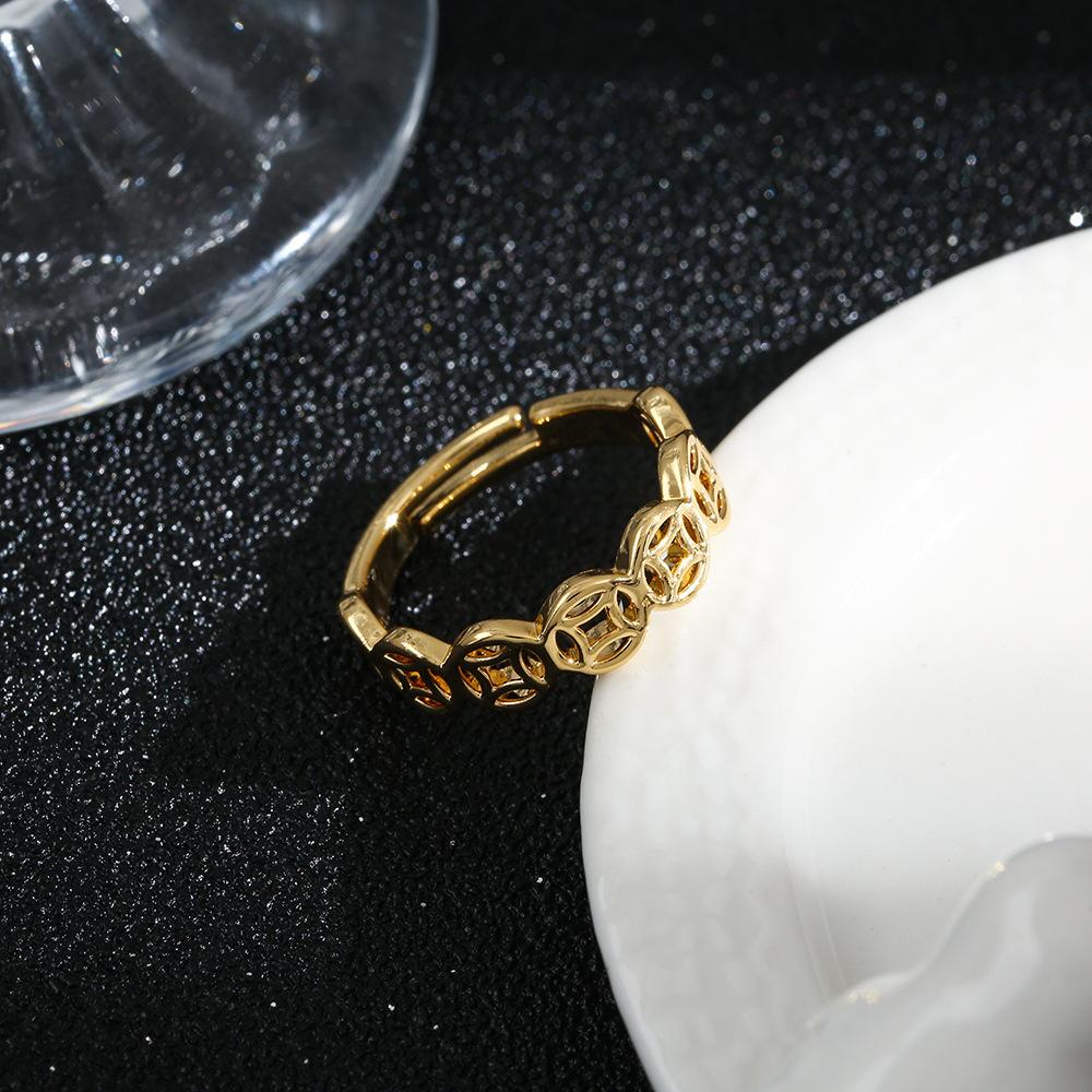 Explosive Douyin Explosive National Style Fashion Money Duoduo Lucky Ring Opening Adjustment Advanced Sense