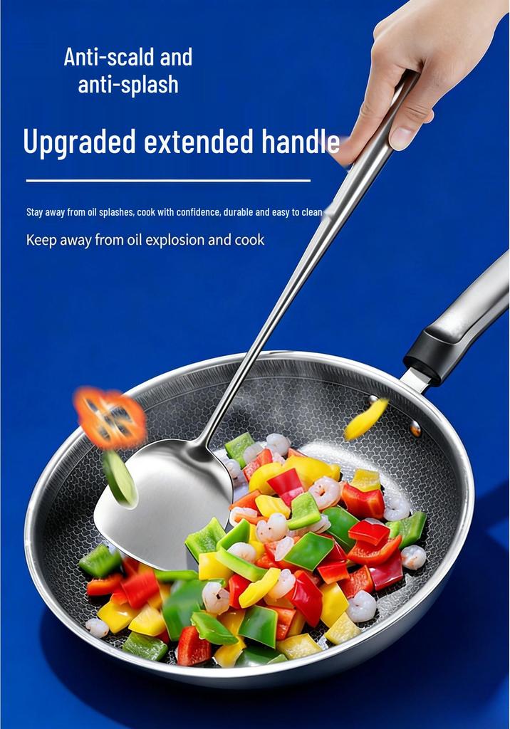 Liang Sheng 304 Stainless Steel Stir-fry Cooking Spoon Set with Extended Handle