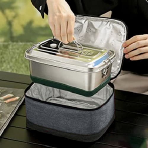 Fenteer USB Lunchbox Heater Insulated Bag with Zipper, Meal Reheating Food Warmer for Travel, Office, Cooking, Picnics, Camping, Gray
