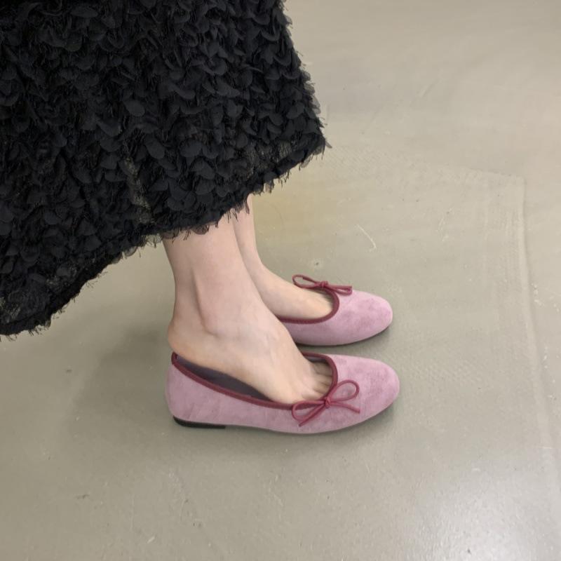 

Встреча Элегантности Французские Весенне-Осенние Вечерние Одинарные Туфли на Плоской Подошве Женские Нежные Банты Балетки Бабушкины Ледишуз Женские 35