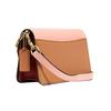 Coach Beat 21 Vintage Color Block C Buckle Leather Chain Shoulder Bag Women Shoulder Bag Cherry-Blossom-Pink Brown C2697-B4SB8