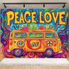 Stile Bohémien Colorato Hippie Bus Tema Sfondo per Compleanno Pace E Amore Decorazioni per Feste Stampa Tie Dye Sfondo in Vinile Regali