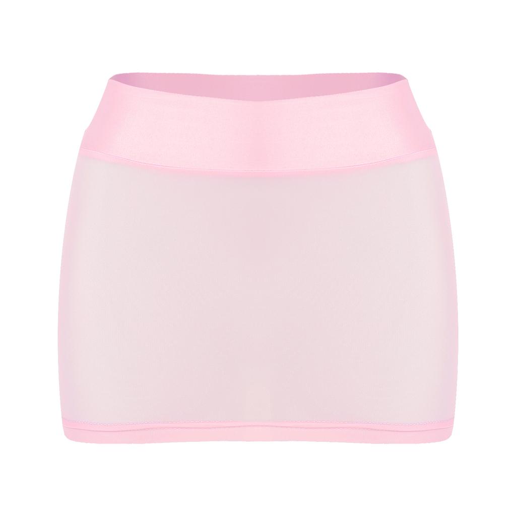 Damen Strand Überwurf Minirock Halb Transparentes Design Einfarbiger Colorblock Niedrige Taille Bleistiftrock