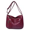 Mom Bag Women's New Trendy Fashion Soft Leather Medium Women's Bag Large Capacity Washed Leather Multi-layer Shoulder Messenger Bag