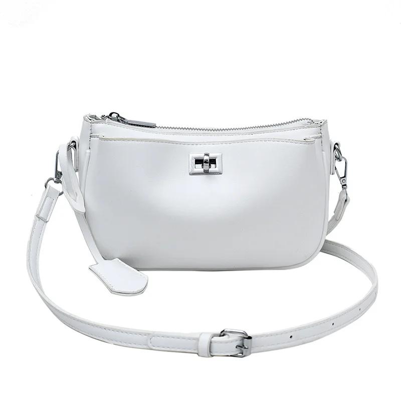 

Модная темпераментная женская сумка кроссбоди через плечо, 2025 весенняя ретро одинарная сумка подмышку, дизайнерская маленькая квадратная сумка для通勤 белый