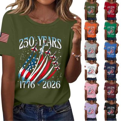 Moda Donna Casual Stampato Manica Corta Girocollo Pullover Top