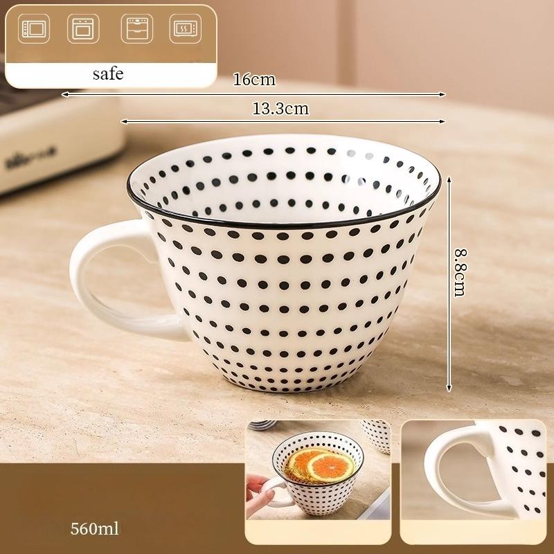 Polka Dot Blue Pattern Ceramic Cup Large Capacity Coffee Mug Jumbo Mug Tea Milk Cereal Mug Breakfast Cup for Home Kitchen, 1pc