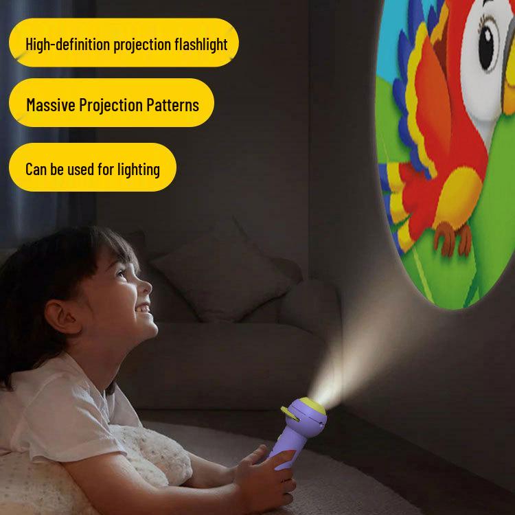 Children's Animal Projector Flashlight - Early Education Luminous Toy for Baby Picture Recognition and Cartoon Projection Gifts