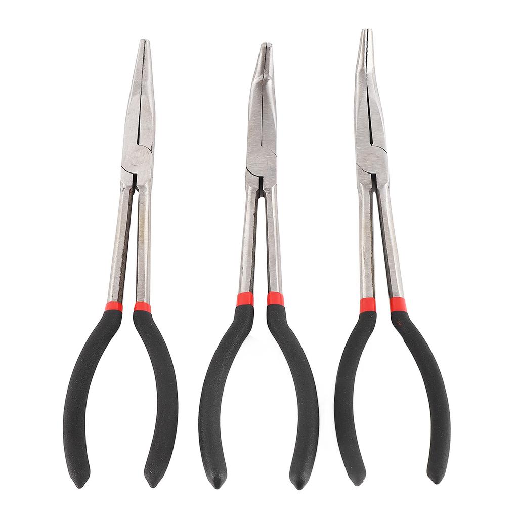 3 Stück Spitzzange 11 Zoll Stahl Verlängert Gerade 45 Grad 90 Grad Langnasenzange