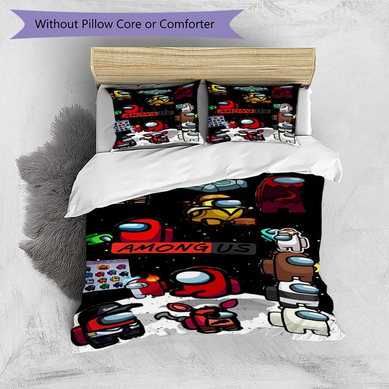 3pcs Duvet Cover Set (1*Duvet Cover + 2*Pillowcase, Without Core), Among Us Print Bedding Set, Bedroom Decor, All‑Season, Birthday Gift