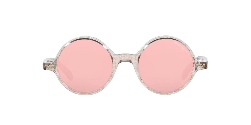 Emporio Armani EA 501M Crystal Brown Pattern Mirror Rose Gold Size 47 Sunglasses, Frame/Grey Lens,