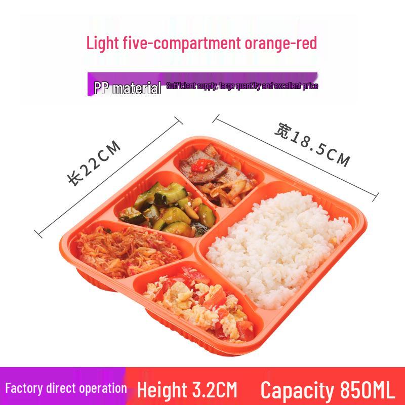 Four-Grid Disposable Plastic Bento Lunch Box with Lid, Multi-Compartment Food Packaging Container.