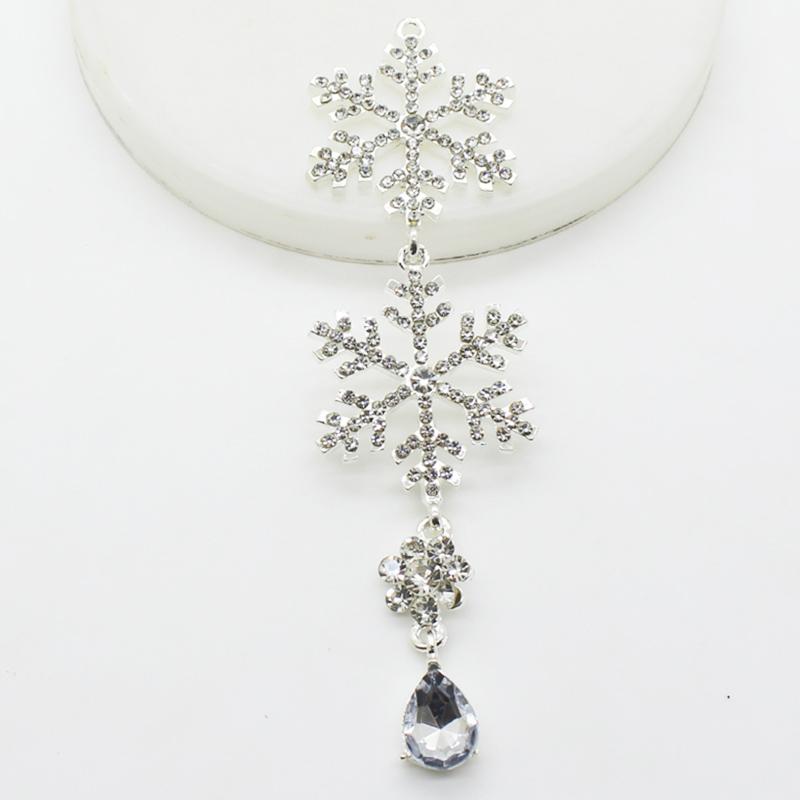 LKERAN Snowflake Pendant Button 3Pcs Alloy Craft Rhinestone Hanging Party/Christmas Decoration Crystal Accessories