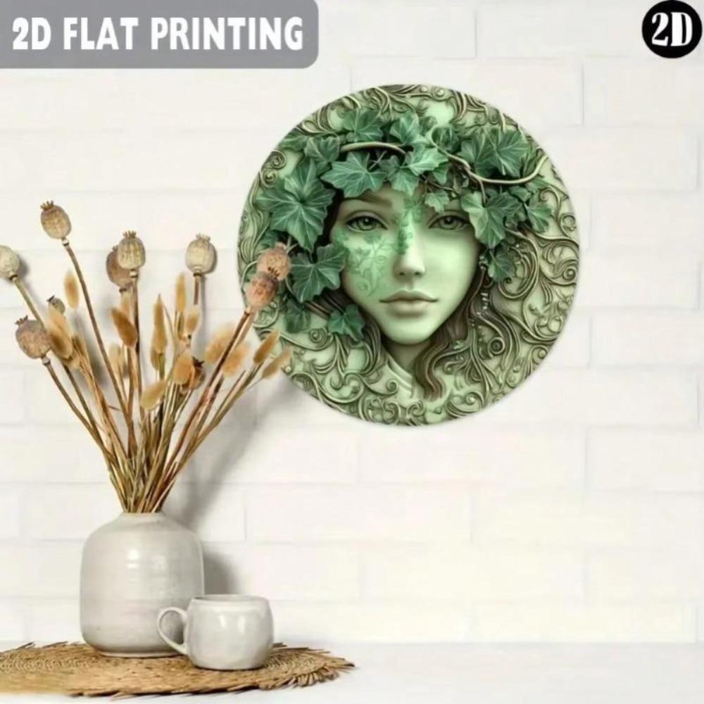 TreeWomanCraft Metal Wall Art Wreath Hand Painted 2D Sign Home Decor