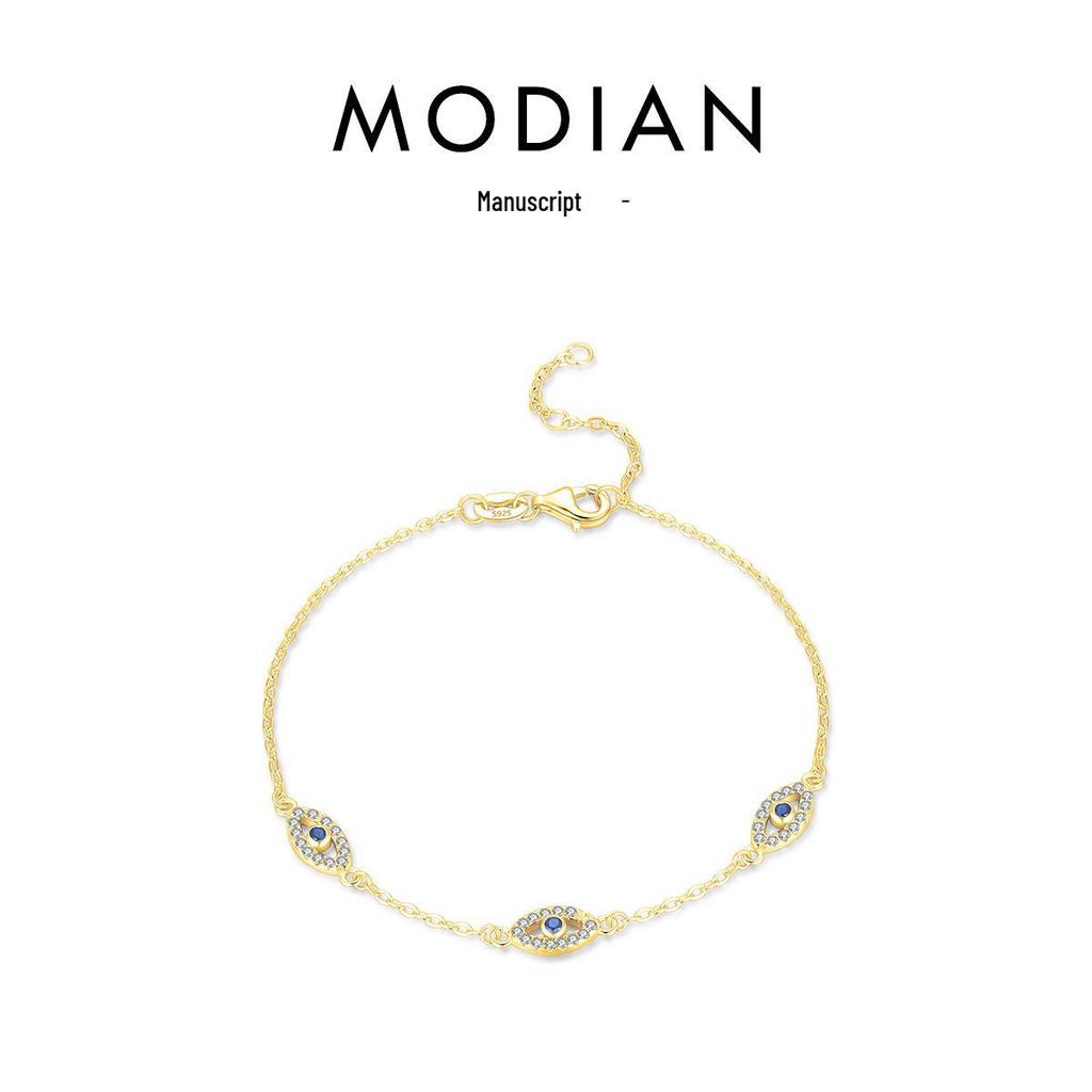 Modian S925 Sterling Silver Devil's Eye Diamond Bracelet for Women - Light Luxury European American Style.