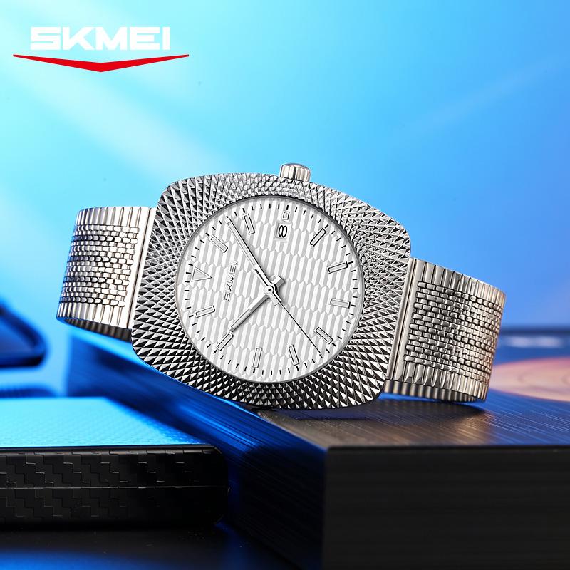 SKMEI 9417 Date Night Light Stainless Steel Strap Men's Casual Luxury Fashion Watch Reloj Hombre New Brand Men's Quartz Watch