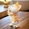 Cat Figurine Small Resin Cat Statue with Crown Cartoon Desktop Ornament