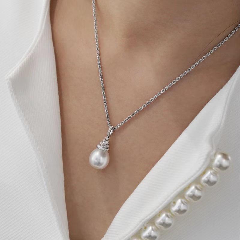 S925 Silver DIY Pearl Pendant Setting for 10-13mm Round Pearls, Fashionable Jade Necklace Accessory