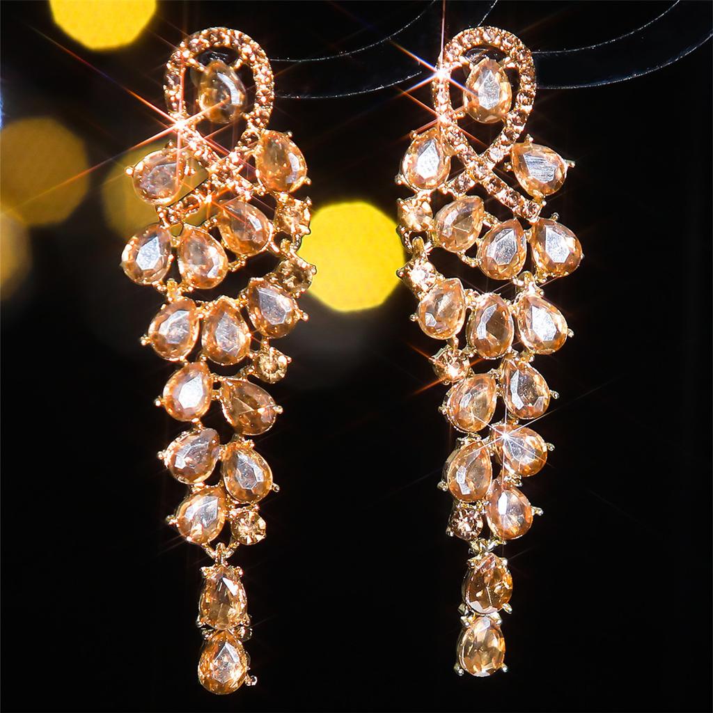 Fashion Source, Stained Glass Rhinestone Earrings Women, Exaggerated Shiny Earrings Earrings