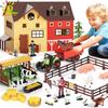 HUIQIBAO Simulation Bauernhoftiere Scheunenmodell Bausatz Bauernhaus Zaun Geflügel Kuh Handwerk Spielhaus Spielzeug für Kinder Weihnachtsgeschenk