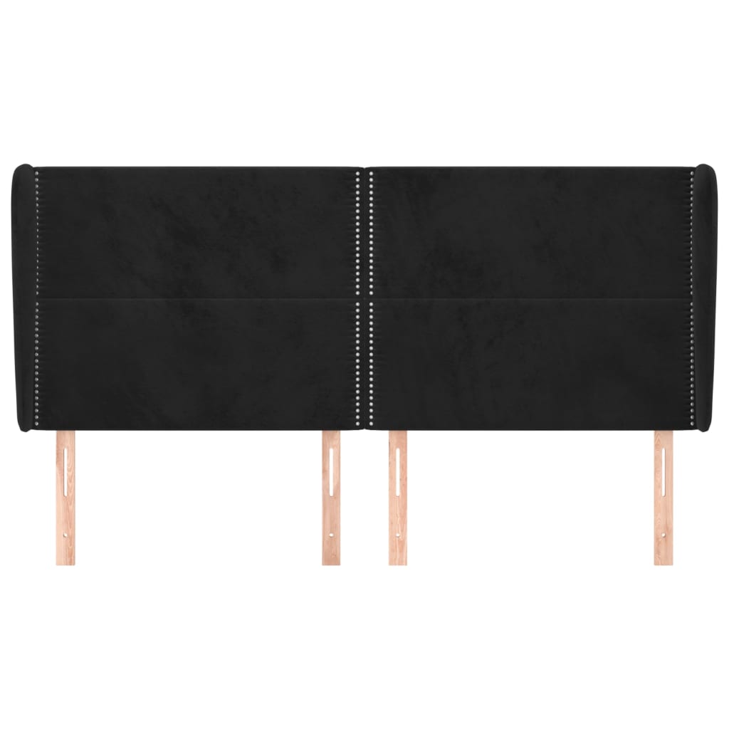 Vidaxl Wingback Headboard, Black, 203X23X118/128 Cm, Velvet