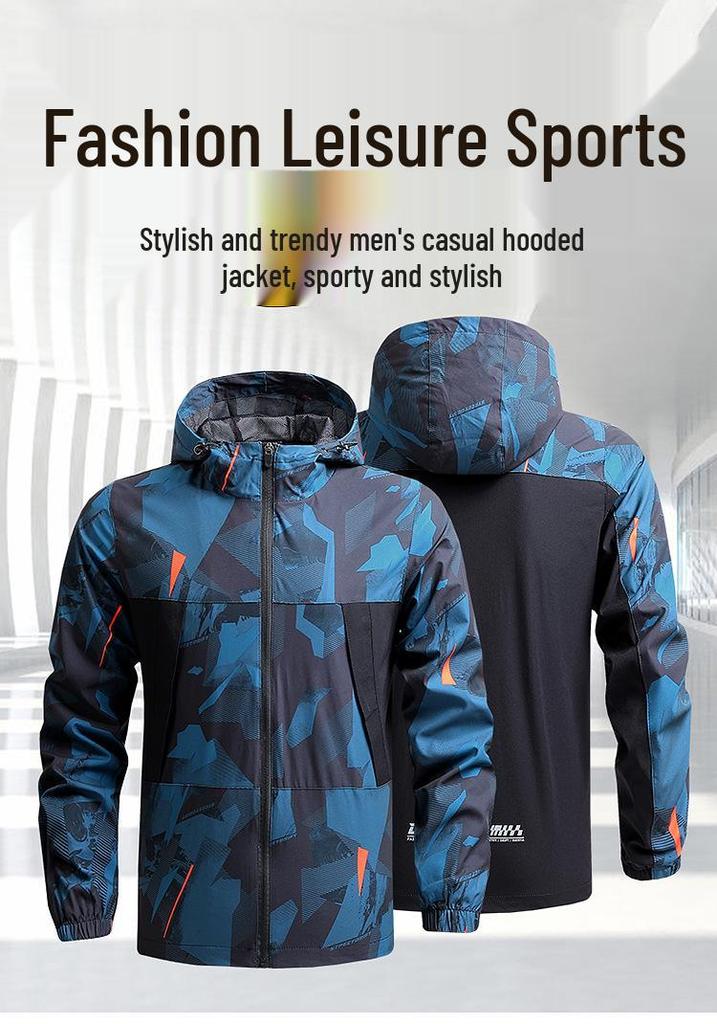 Men's Spring/Autumn Quick-Dry Hooded Windbreaker for Outdoor Sports