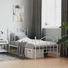 Metal Bed Frame with Headboard and Footboard White 90x190 Cm