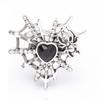 Shiny Rhinestone Spider Web Heart Ring Dark Fashion Halloween Opening Ring Gothic Bat Ring  Party