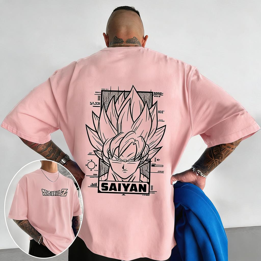 Dragon Ball Beijita Wukong Printed Digital Direct Spray Summer Loose Plus Size Cotton Short Sleeved Tshirt Mens Top