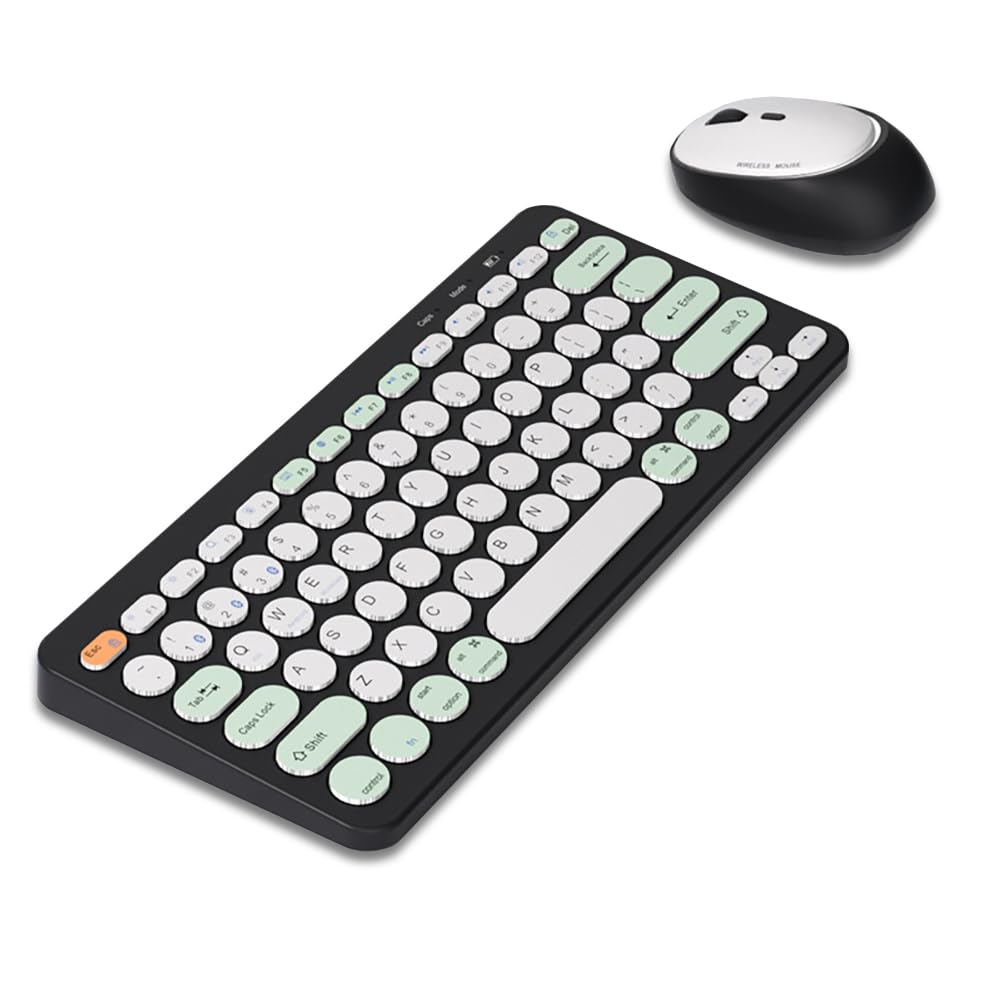 

Bluetooth Wireless Keyboard and Mouse Supports up to 4 Devices US Tenkeyless [Multi-Connection, 2.4GHz & 5.0] Set, Cute, Multi-Pairing, чорний