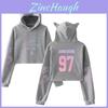 Kpop Bts Unisex  jung Kook Jimin 95 97 Hoodie Sweatshirt Cat Ears Crop Tops