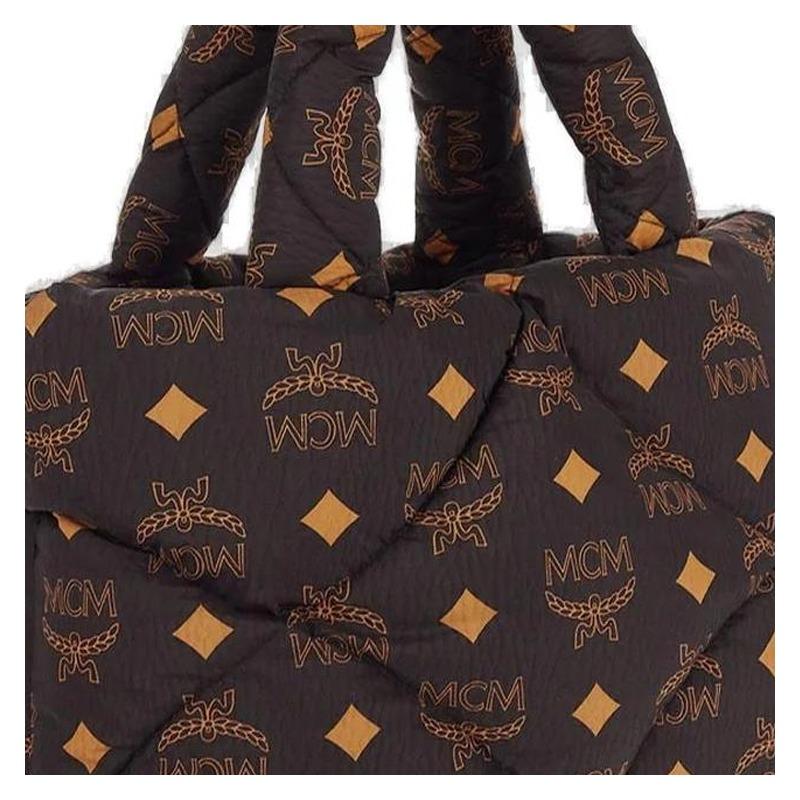 MCM Maxi Monogram Letter Print Pattern Printed Tote Handbag Black MWTDABO15BK001