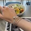 Bracciale Multistrato in Argento Sterling 925 Argento Thai Per Donne Uomini Gioielli Bracciale con Sfere a Cerchio Geometrico